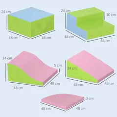 HOMCOM 6 Piece Soft Play Equipment for Kids Climb and Crawl, Pink - 3