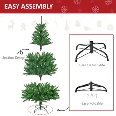 HOMCOM 5FT Christmas Tree Warm White LED Light Holiday Home Decoration, Green - 7