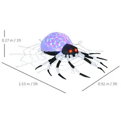 HOMCOM 5FT Long Halloween Inflatable Spider, Hanging Giant Spider with Colourful LED Light, Blow-Up Outdoor LED Garden Display for Lawn, Party - 3