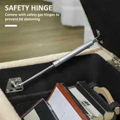 HOMCOM 57L Teddy Fleece Storage Ottoman - Cream - 7