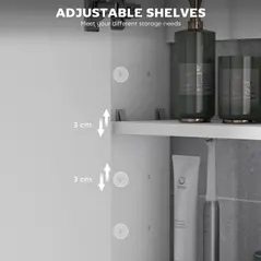 HOMCOM 60 x 15 cm Double Door Bathroom Mirror Cabinet - White - 5