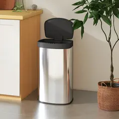 HOMCOM 55L Sensor Bin with Soft-Close Lid, Automatic Touchless Motion Sensor Kitchen Bin with Fingerprint Resistant Stainless Steel for Hygienic Gyms, Home Office Use, Silver Tone - 9