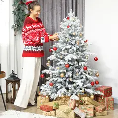 HOMCOM 5ft Snow Flocked Artificial Christmas Tree - 2