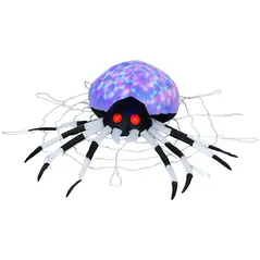 HOMCOM 5FT Long Halloween Inflatable Spider, Hanging Giant Spider with Colourful LED Light, Blow-Up Outdoor LED Garden Display for Lawn, Party - 1