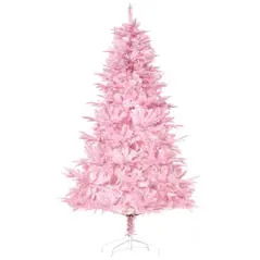 HOMCOM 6FT Artificial Christmas Tree Holiday Xmas Holiday Tree Decoration with Automatic Open for Home Party, Pink - 1