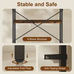 HOMCOM 5-Tier Bookshelf, Industrial Bookcase with Metal Frame - Rustic Brown and Black - 5