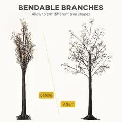 HOMCOM 5ft Artificial Gypsophila Blossom Tree Light with 96 Warm White LED Light, Baby Breath Flowers for Home Party Wedding, Indoor and Outdoor Use - 6