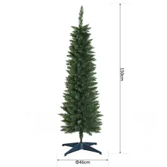 HOMCOM 5ft Unlit Artificial Christmas Tree, Pencil Slim Xmas Tree with Solid Stand and Realistic Branches, Green - 3