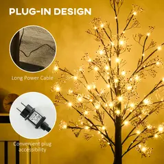 HOMCOM 5ft Artificial Gypsophila Blossom Tree Light with 96 Warm White LED Light, Baby Breath Flowers for Home Party Wedding, Indoor and Outdoor Use - 8