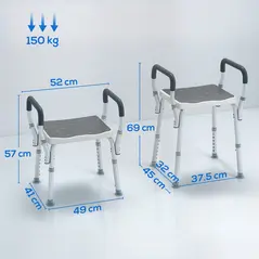 HOMCOM 57-69cm Aluminium Frame Bath Seat - 3