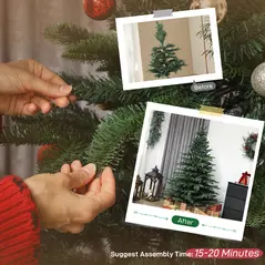 HOMCOM 6ft Artificial Christmas Tree with Realistic Branches, Easy Assembly - Green - 7