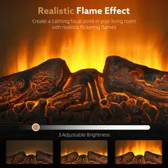 HOMCOM 6142 BTU Fireplace and LED Mantel, 17-27°C - White - 4