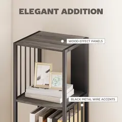 HOMCOM 5-Tier Bookshelf with Steel Frame - Grey - 5