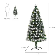 HOMCOM 5ft White Light Artificial Christmas Tree w/ 180 LEDs Star Topper Tri-Base Full Bodied Seasonal Decoration Pre-Lit Home - 3