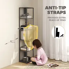 HOMCOM 5-Tier Bookshelf with Steel Frame - Grey - 6