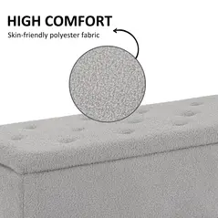 HOMCOM 57L Storage Ottoman, End of Bed Bench with Wooden Legs, Fabric Footstool for Living Room, Bedroom, 95 x 38 x 45cm, Grey - 6