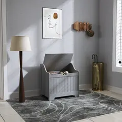 HOMCOM 61L Home Storage Chest - Grey - 8