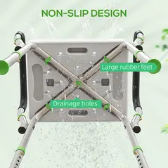 HOMCOM 57-69cm Aluminium Frame Bath Seat - 6