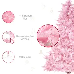 HOMCOM 5FT Artificial Christmas Tree Holiday Xmas Holiday Tree Decoration with Automatic Open for Home Party, Pink - 7