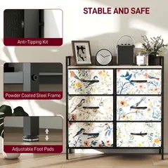 HOMCOM 6-Drawer Chest of Drawers - White - 7