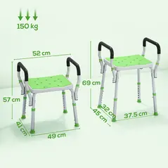 HOMCOM 57-69cm Aluminium Frame Bath Seat - 3