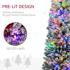 HOMCOM 6' Artificial Prelit Christmas Trees Holiday Décor with Colourful LED Lights, Flocked Tips, Berry, Pine Cone - 4