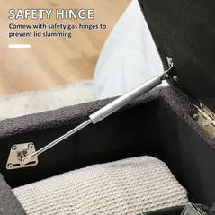 HOMCOM 57L Teddy Fleece Storage Ottoman - Dark Grey - 7