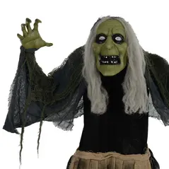 HOMCOM 5'2" Hunchback Witch Halloween Animatronic, with Glowing Eyes - 8