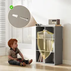 HOMCOM 6-Cube Bookshelf - Light Grey - 7