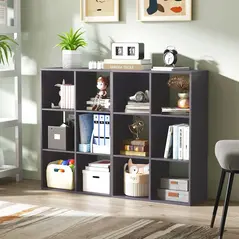 HOMCOM 6-Cube Bookshelf - Grey - 9