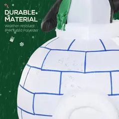 HOMCOM 5ft Christmas Inflatable Two Penguins Wearing a Scarf with Ice House Blow Up Decor Home Indoors with Built-in LED Lights Outdoor Toys in Lawn Garden - 5