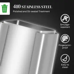 HOMCOM 60L Dual Compartment Stainless Steel Bin, with Deodoriser Holders - Silver Tone - 5