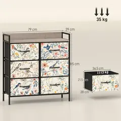 HOMCOM 6-Drawer Chest of Drawers - White - 3