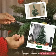 HOMCOM 5ft Artificial Christmas Tree with Realistic Branches, Easy Assembly - Green - 7
