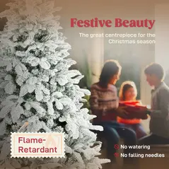 HOMCOM 6 ft Artificial Flocked Christmas Tree with 1182 Branches, Hinged Xmas Tree with Foldable Metal Stand, Easy Assembly for Home Office Decor - 4