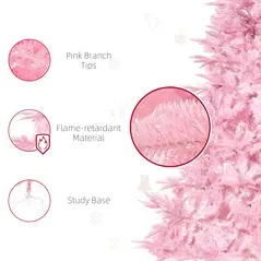 HOMCOM 6FT Artificial Christmas Tree Holiday Xmas Holiday Tree Decoration with Automatic Open for Home Party, Pink - 7