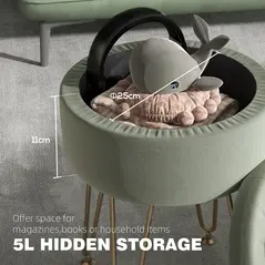 HOMCOM 5L Velvet-Feel Storage Ottoman - Green - 4