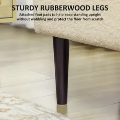 HOMCOM 57L Teddy Fleece Storage Ottoman - Cream - 5