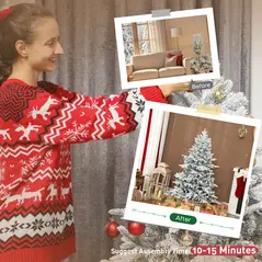 HOMCOM 5ft Snow Flocked Artificial Christmas Tree - 7