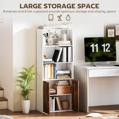 HOMCOM 5-Tier Bookcase with Adjustable Shelf - Rustic Brown - 4