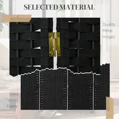 HOMCOM 6 Panel Folding Room Divider, Freestanding Privacy Screen for Living Room, Bedroom and Office, 240 x 170cm, Black - 6