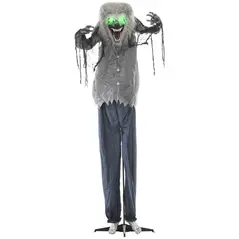 HOMCOM 6'8" Skeleton Werewolf Halloween Animatronic, with Glowing Eyes - 1