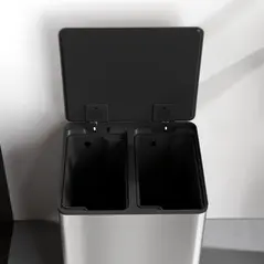HOMCOM 60L Dual Compartment Stainless Steel Bin, with Deodoriser Holders - Silver Tone - 9