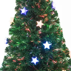 HOMCOM 5FT Prelit Artificial Christmas Tree Fibre Optic Star LED Light Holiday Home Xmas Decoration with LED Light for Indoor Party, Green - 8