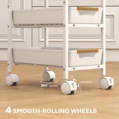 HOMCOM 5-Tier Storage Trolley on Wheels - White - 5