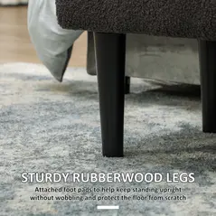 HOMCOM 57L Teddy Fleece Storage Ottoman - Dark Grey - 5