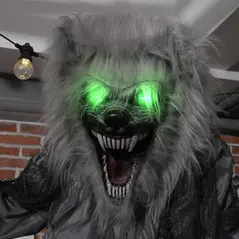 HOMCOM 6'8" Skeleton Werewolf Halloween Animatronic, with Glowing Eyes - 8
