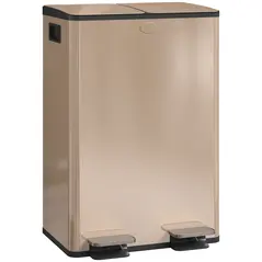 HOMCOM 56L Dual Compartment Stainless Steel Bin, with Deodoriser Holders - Gold Tone - 1