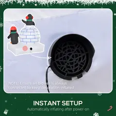 HOMCOM 5ft Christmas Inflatable Two Penguins Wearing a Scarf with Ice House Blow Up Decor Home Indoors with Built-in LED Lights Outdoor Toys in Lawn Garden - 6