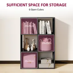 HOMCOM 6-Cube Bookshelf - Black - 4